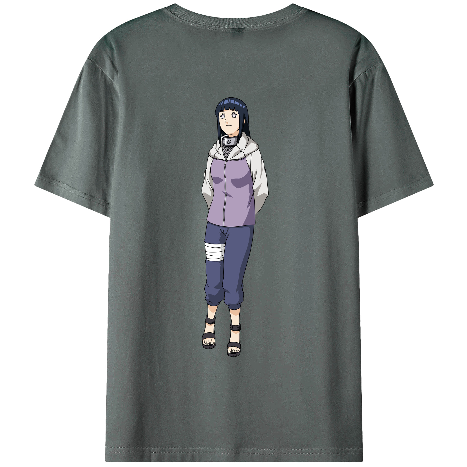 （画像用） NARUTO -ナルト- 日向ヒナタ Hyūga Hinata 綿100％ メンズ半袖Tシャツ（バックプリント） 通気性
